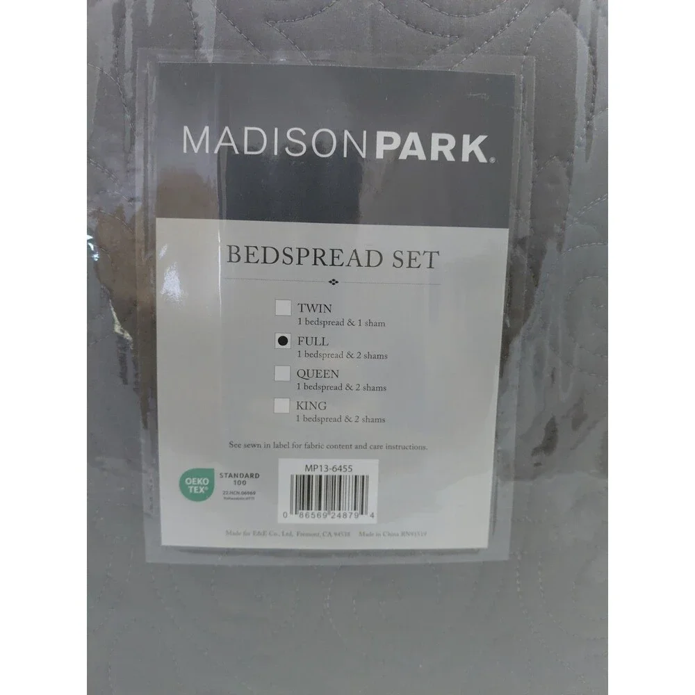 MadisonPark Quebec Bedspread Set | FULL Size | GRAY.